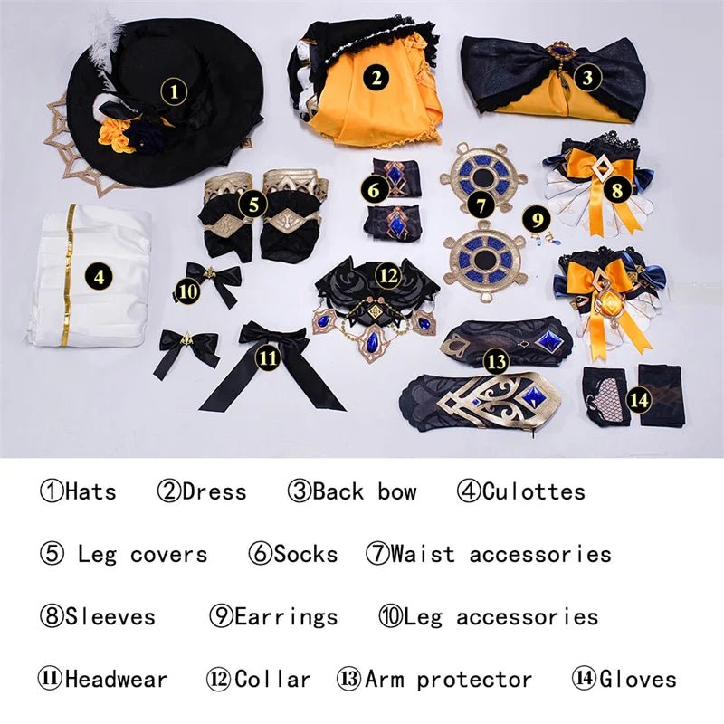 Genshin Impact Fontaine Navia Костюм для косплея Spina di Rosula Стимпанк платье с шляпой Женский наряд на Хэллоуин