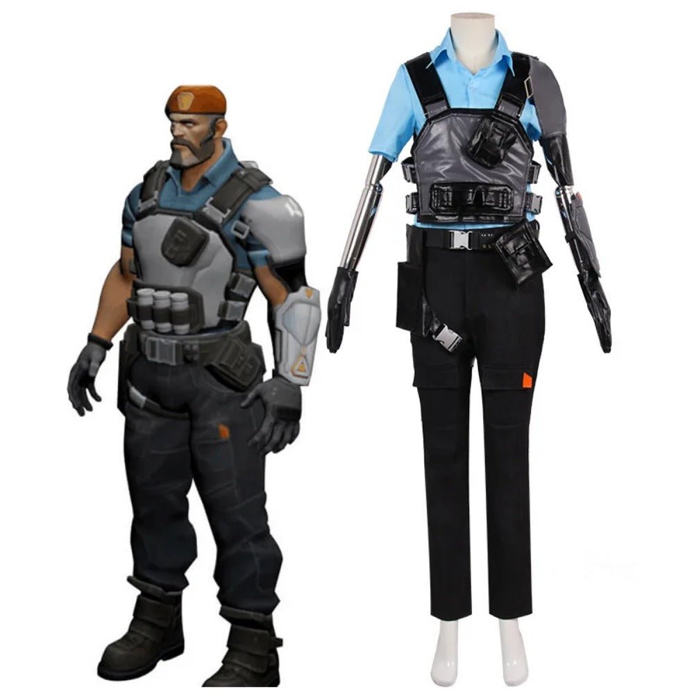 Костюм для косплея Brimstone из Valorant для мужчин: топ, жилет, брюки, шляпа