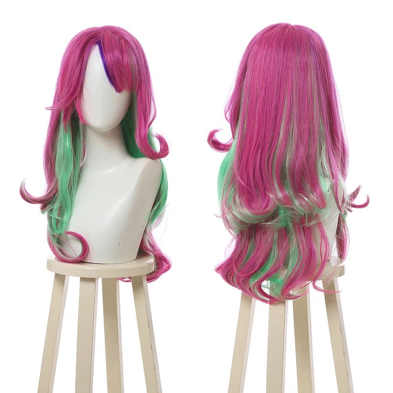 LOL Star Guardian Xayah Костюмный Парик 65см Смешанный Цвет Женщины Косплей Парики с Ушами Термостойкие Синтетические Волосы