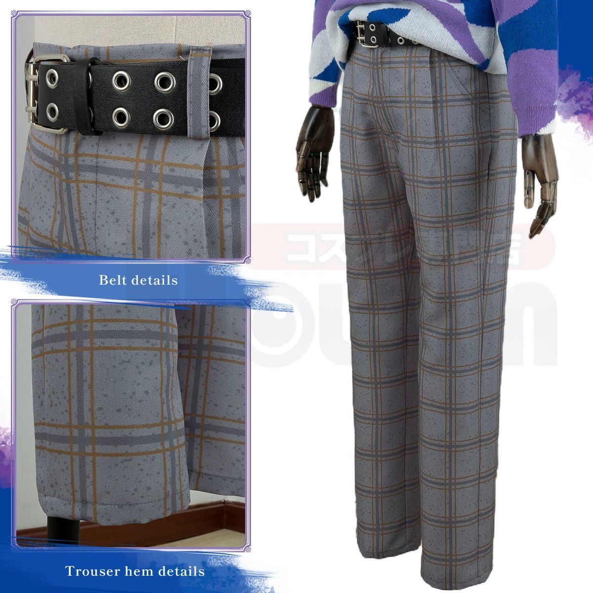 Blue Lock Anime Reo Mikage Костюм для косплея Парик Повседневный Свитер Штаны Outfit Розовая сетка Синтетическое волокно Подарок