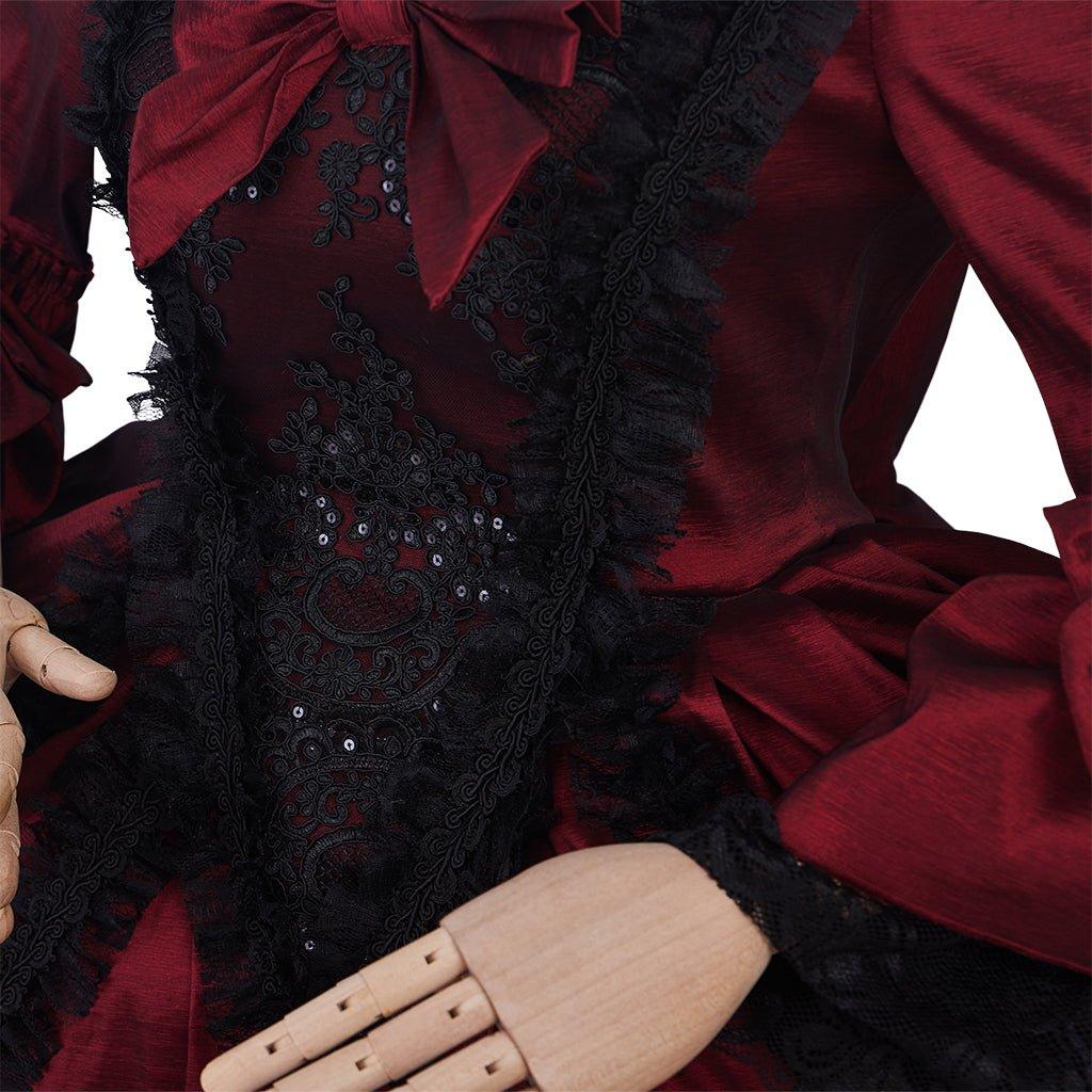 Рококо Роза Красное Бальное Платье | Винтажная Принцесса Колониальный Период Костюм для Косплея, Хэллоуина, Вечеринок и Выступлений