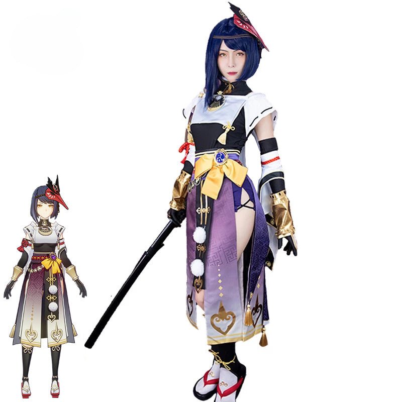 Костюм Куджо Сары из Genshin Impact: Женский костюм Сары для косплея, платье и красный головной убор