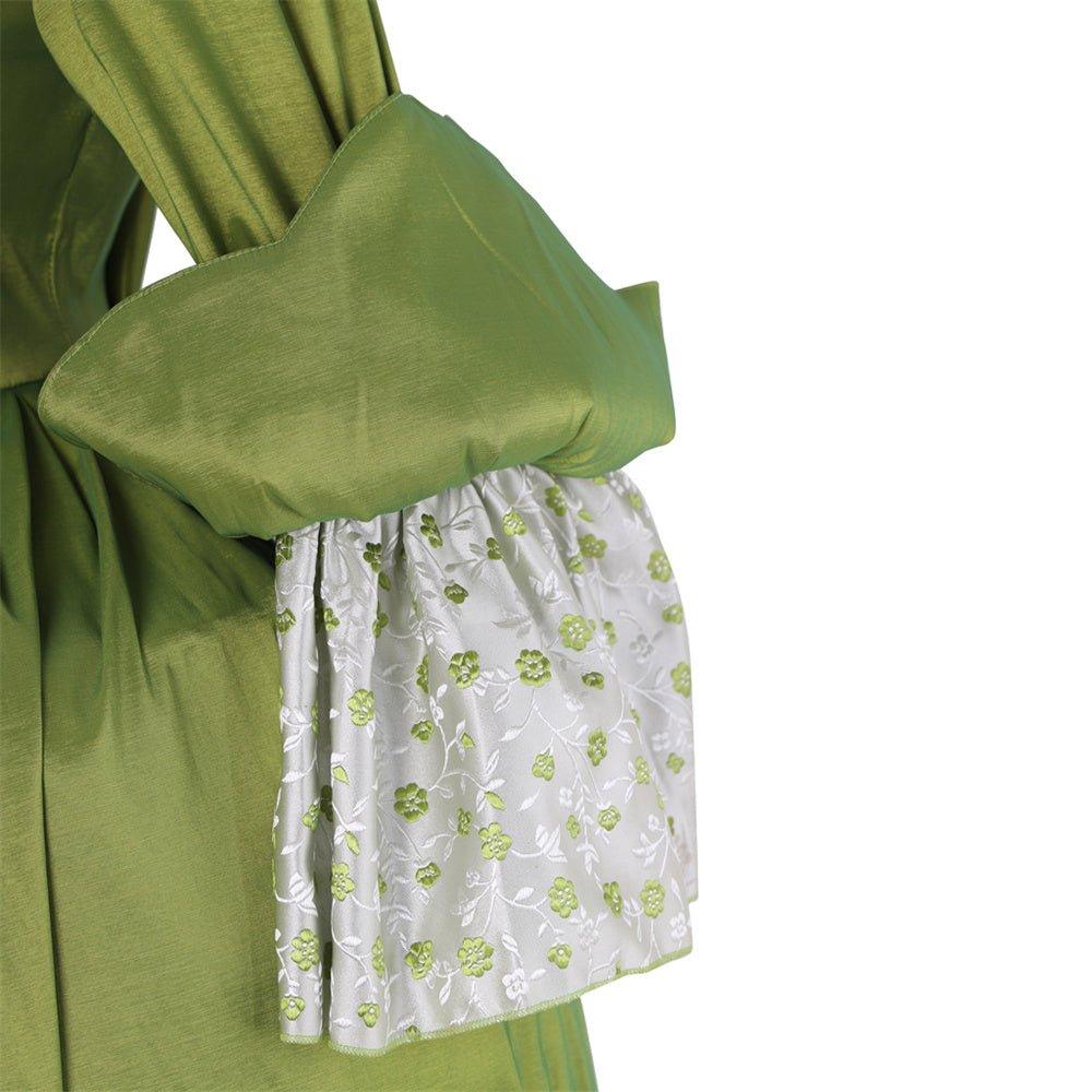 18 век Рококо Зеленое Яблоко Платье с Грудным Цветочным - Средневековая Элегантность от Animegrad