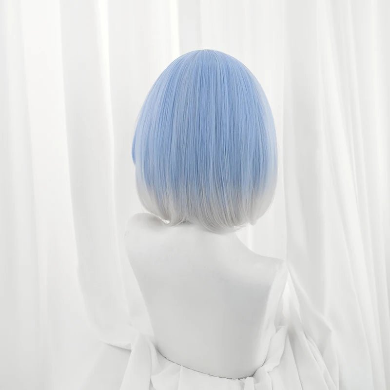 Игра LOL Ирелия Костюмный Парик Новый Облик 35см Градиент Синий Цвет Женские Костюмные Парики Термостойкие Синтетические Волосы