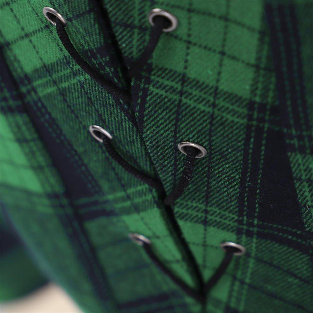 Платье в стиле рококо Марии-Антуанетты XVIII века - зелено-черная клетка с кружевной отделкой