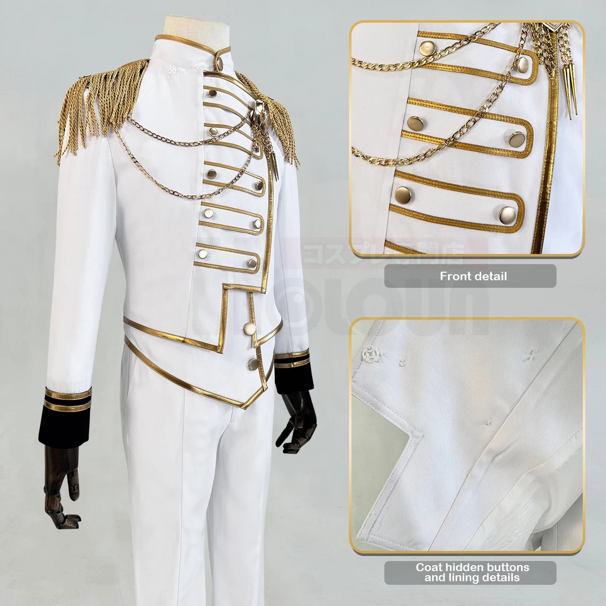 Костюм для косплея Рео Микаге из Blue Lock: куртка, брюки, белый плащ с сеткой роз