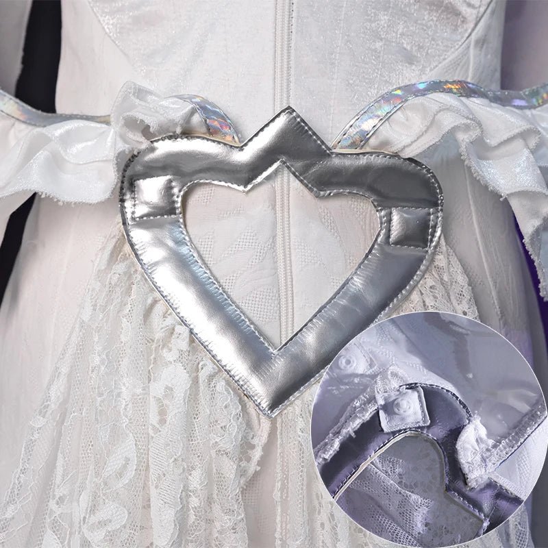 Костюм для косплея LOL Кристальная Роза Сона - Мавена Струн, Белое платье, Новый скин