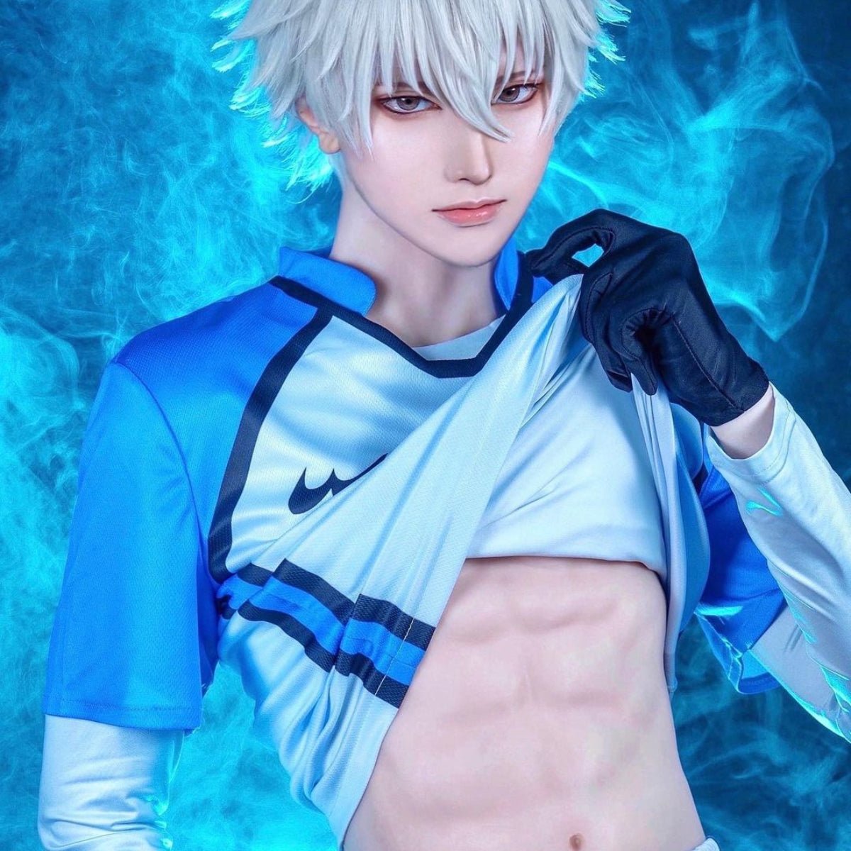 Blue Lock Аниме Косплей Костюм Парик Мужской SHINE CITY Наги Рео Микаге Чигири Роза Сетка Футбол Футбольная Форма Повседневный Спорт