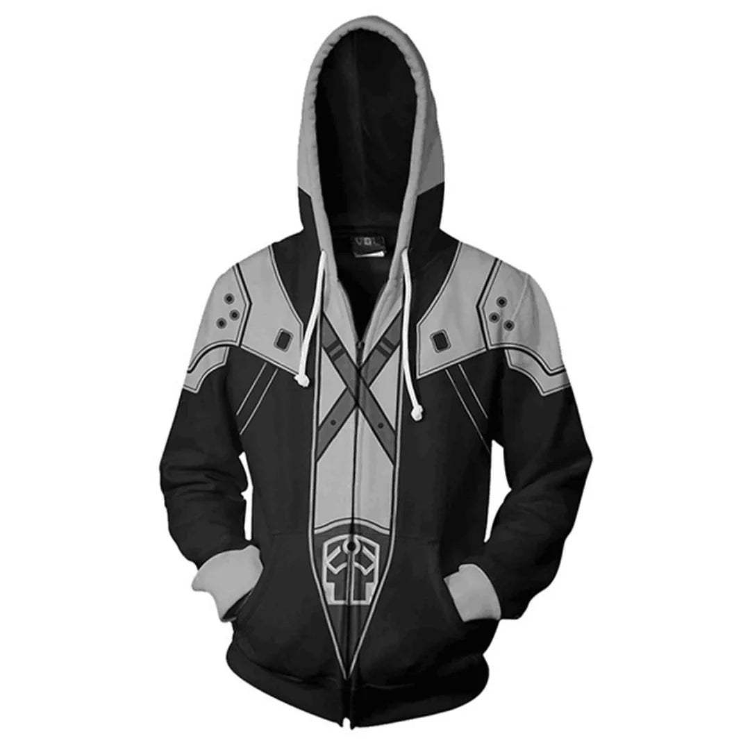 Игра FFVII Rebirth Сефирот Косплей Толстовка Унисекс Винтаж 3D Печать Капюшон Хэллоуин Карнавал Вечеринка Боевая Куртка