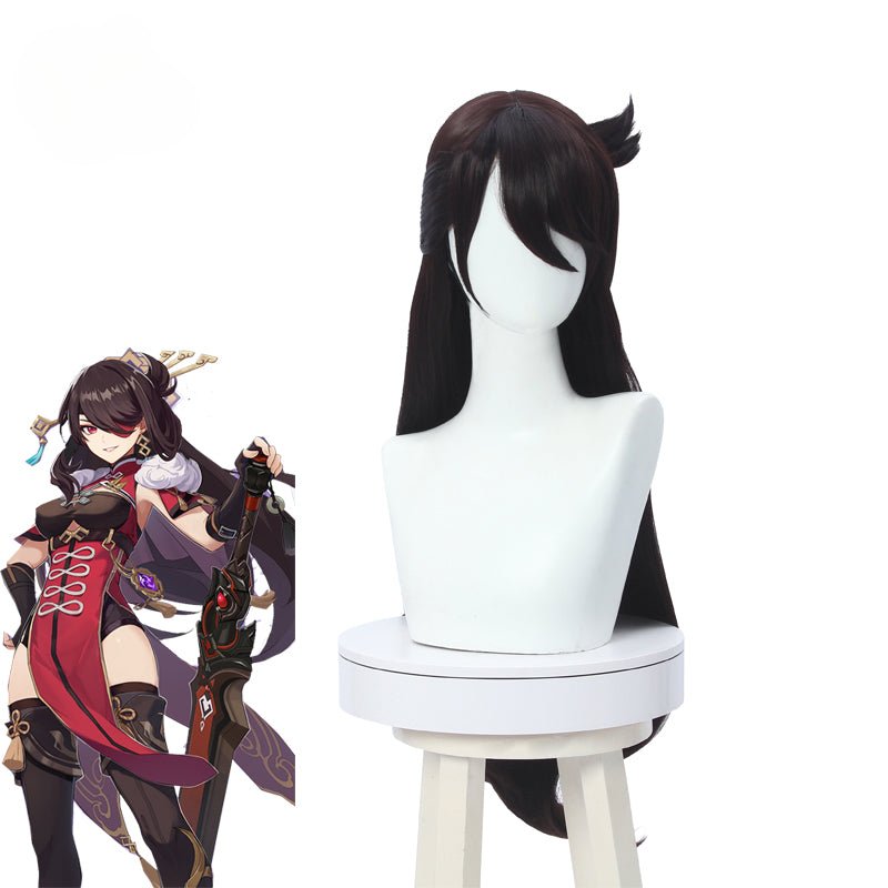 Genshin Impact Beidou Косплей Парик 80см Длинный Коричневый Женский Парик Термостойкий Синтетический Волосы