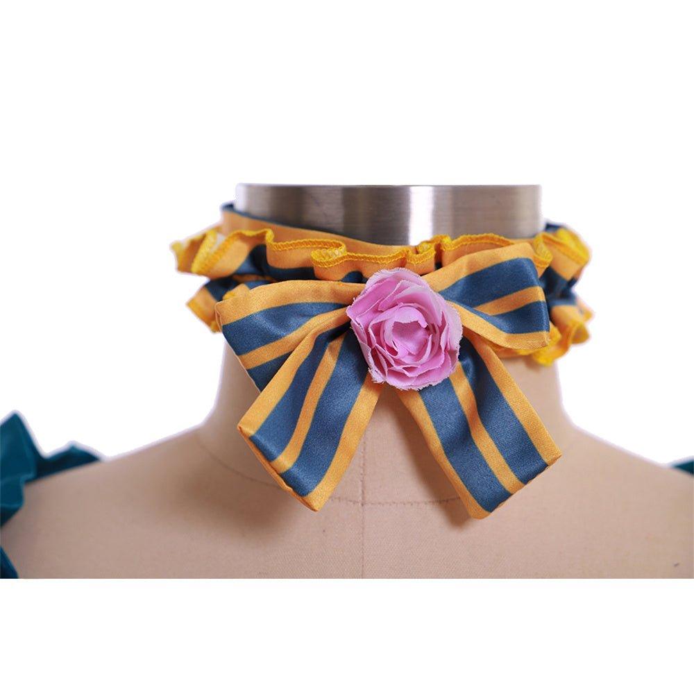 Свадебное платье в стиле рококо XVIII века - полосатая элегантность с синими цветами