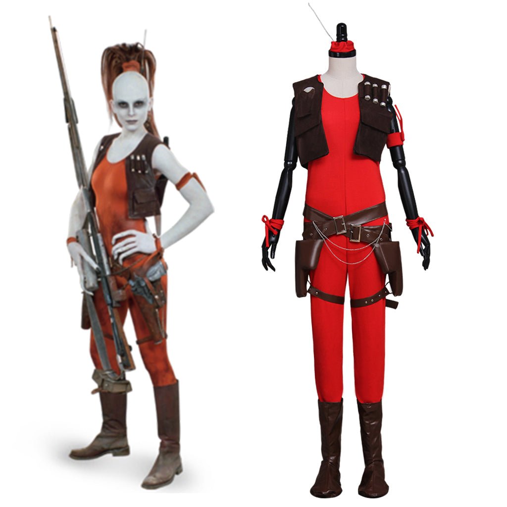 Женский костюм Aurra Sing для косплея - Красный комбинезон с поясом Полный набор