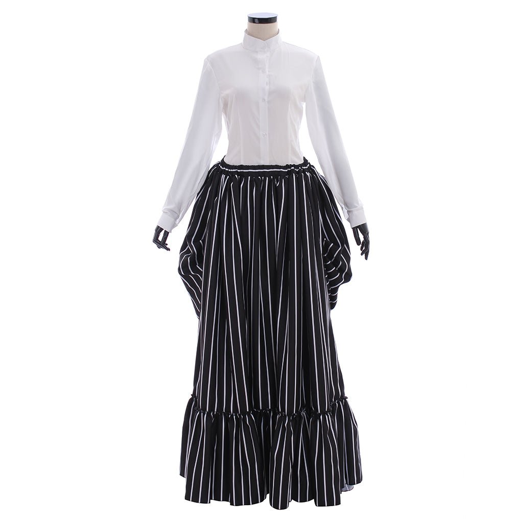 Костюм Джека Скеллингтона Черно-белый полосатый костюм для вечеринки Хэллоуин