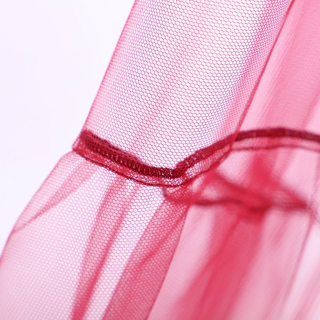 Свадебный Будоар Халат 18 Века Средневековый Красный Сетчатый Пижама Прозрачный Тюль Иллюзия Длинный Костюм