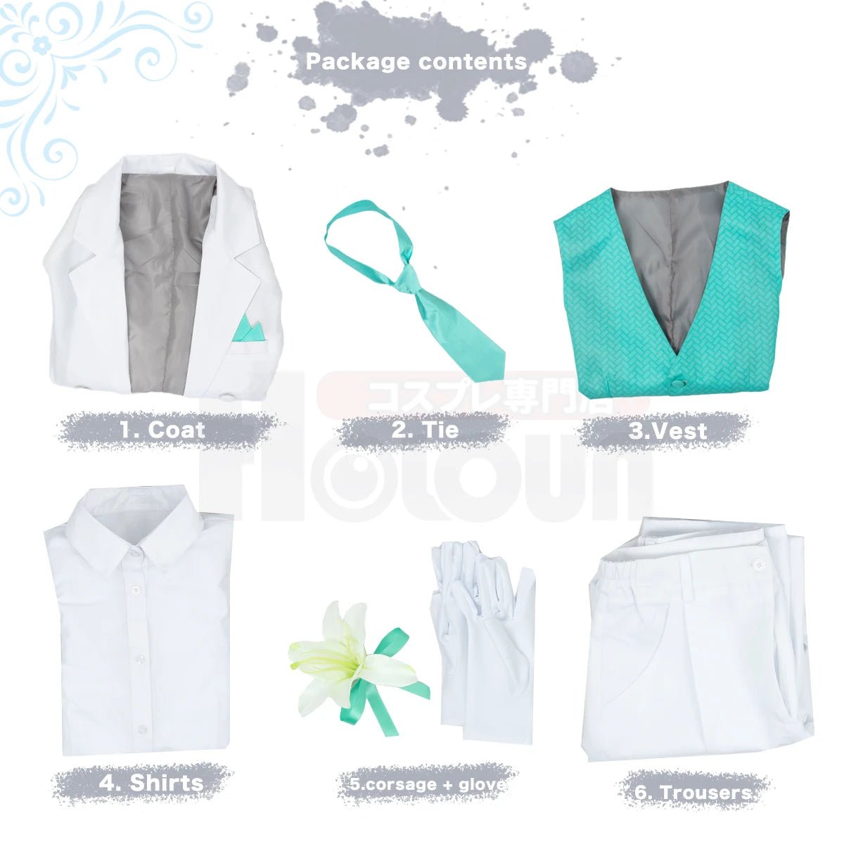 Костюм для косплея Rin Itoshi из аниме Blue Lock: фрак, парик, корсажная роза