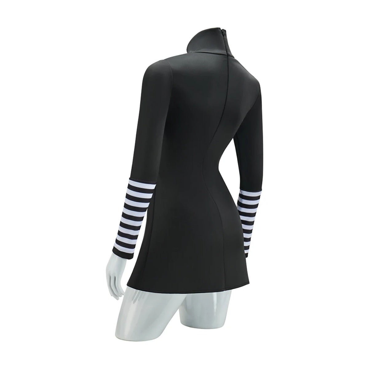 Костюм Марионетки для взрослых женщин: черное платье с полосатыми чулками на Хэллоуин и карнавал