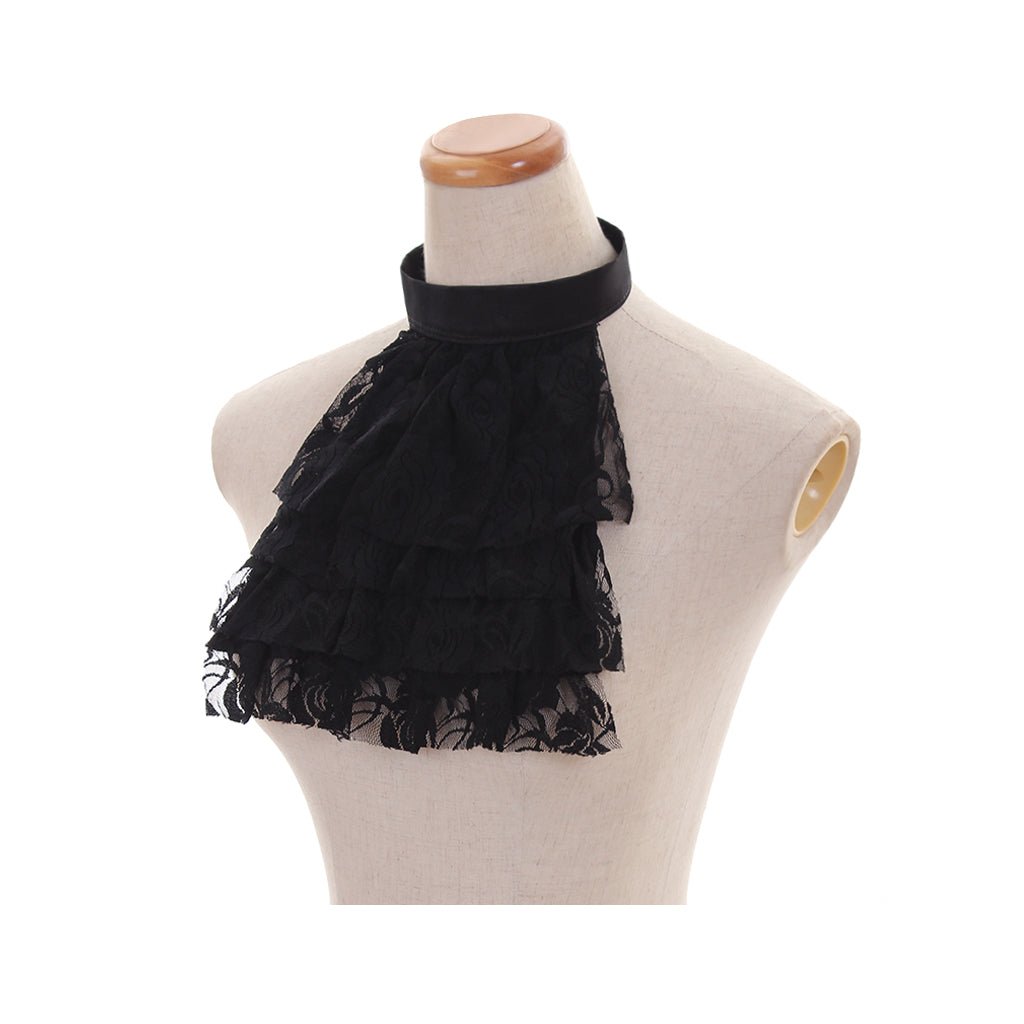 Викторианский черный кружевной воротник для косплея, готики и винтажных костюмов