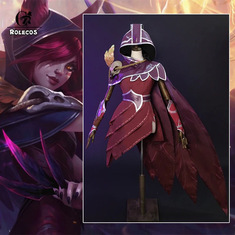 LOL Бунтарь Xayah Костюм для косплея Игра LOL Xayah Новый чемпион Набор для Хэллоуина Женский костюм с плащом
