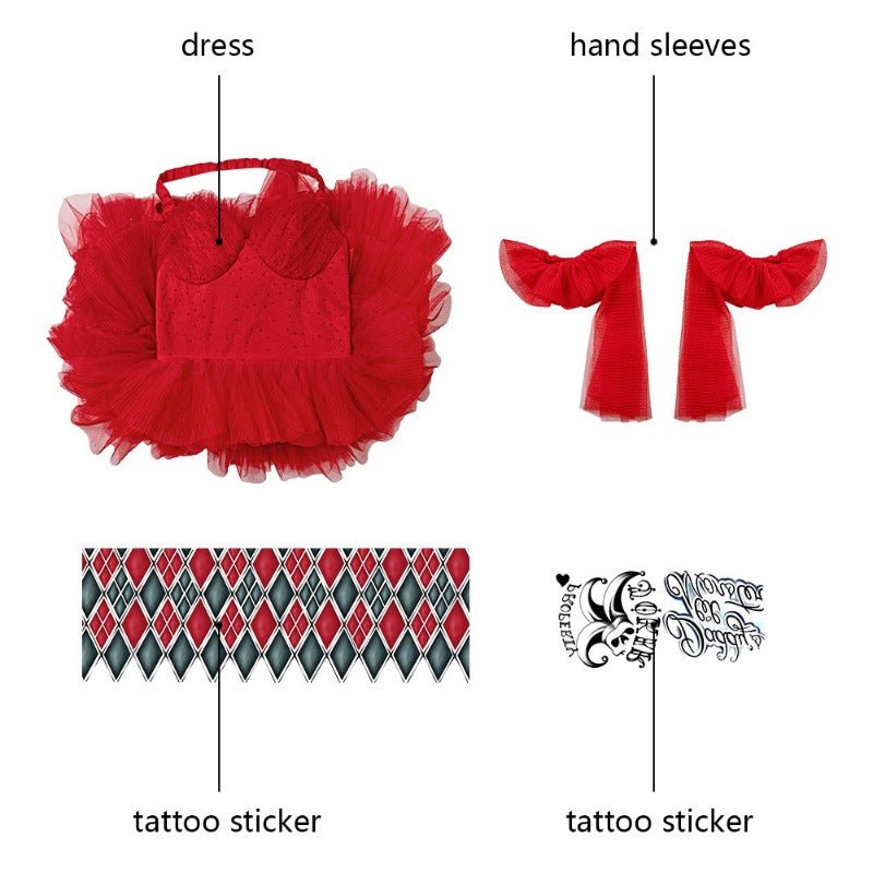 Костюм Харли Квинн в красном платье из фильма 'Отряд самоубийц 2' для Хэллоуина