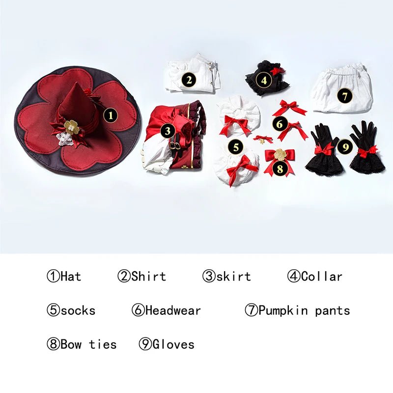 Костюм Косплея Клее Genshin Impact Маленькая Ведьма Клее Милое Платье для Женщин на Хэллоуин Карнавальные Вечеринки