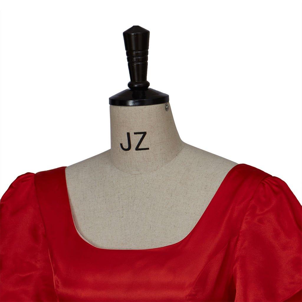 Рождественское красное платье в стиле ампир с золотым поясом | Костюм для косплея в стиле Регентства