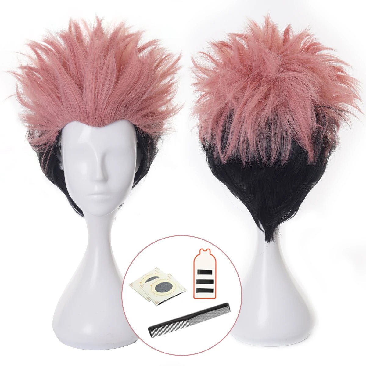 Jujutsu Kaisen Аниме Итадори Юджи Косплей Парик Розовая Сетка Синтетическое Волокно Регулируемый Размер Хэллоуин Рождественская Вечеринка