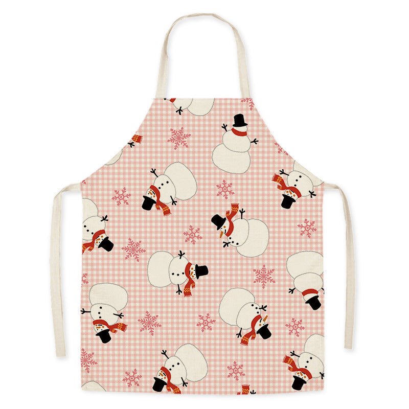 Новогодние и рождественские кухонные фартуки из льна для взрослых и детей