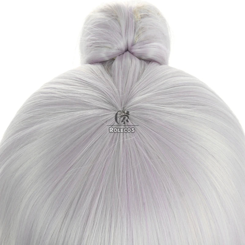 Genshin Impact Камисато Аяка Косплей Парик 70см Длинные Волосы с Хвостиками Термостойкие Синтетические Волосы