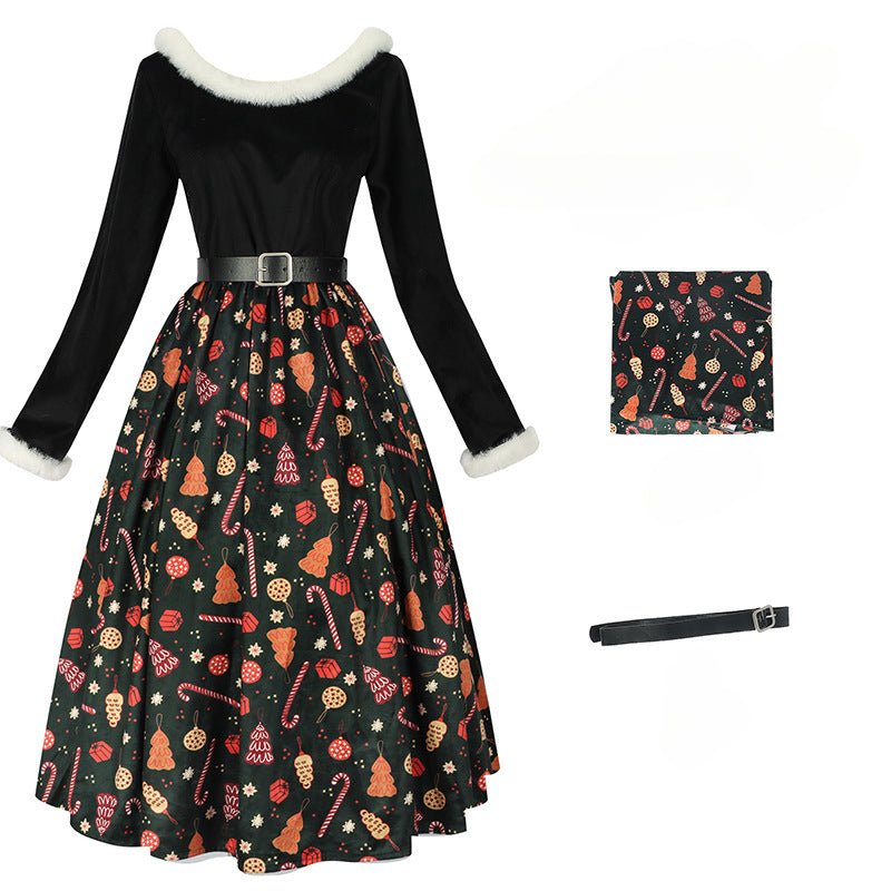 Новогоднее платье с принтом для семьи, создающее праздничную атмосферу