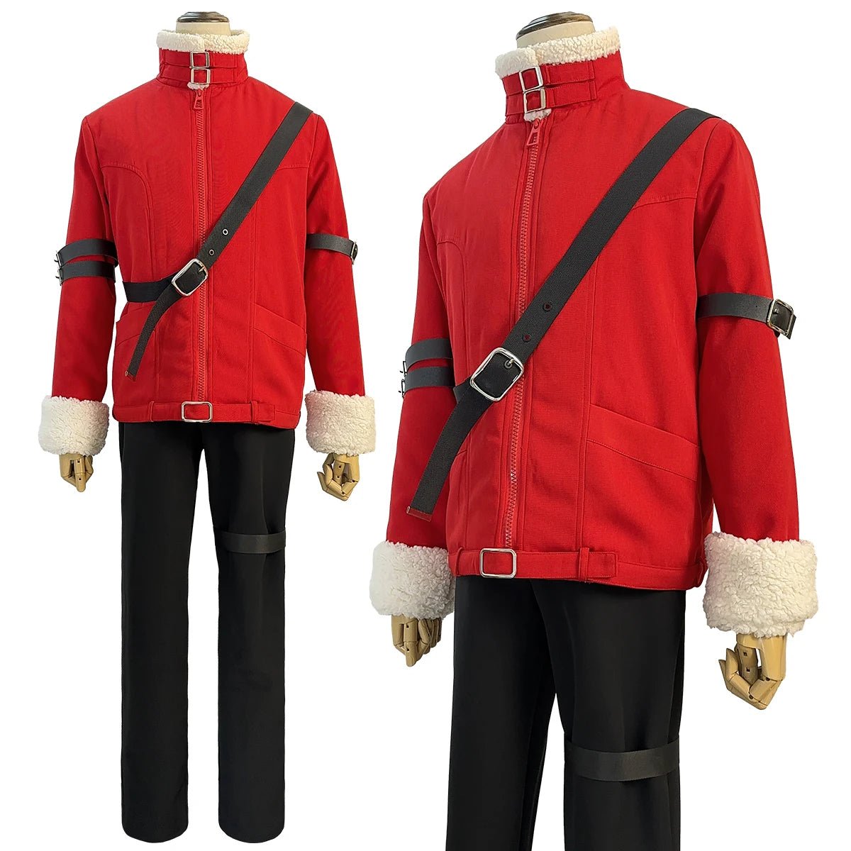 Костюм Старка из 'Фрирен: За пределами путешествия' - Красная зимняя куртка, черные брюки, парик