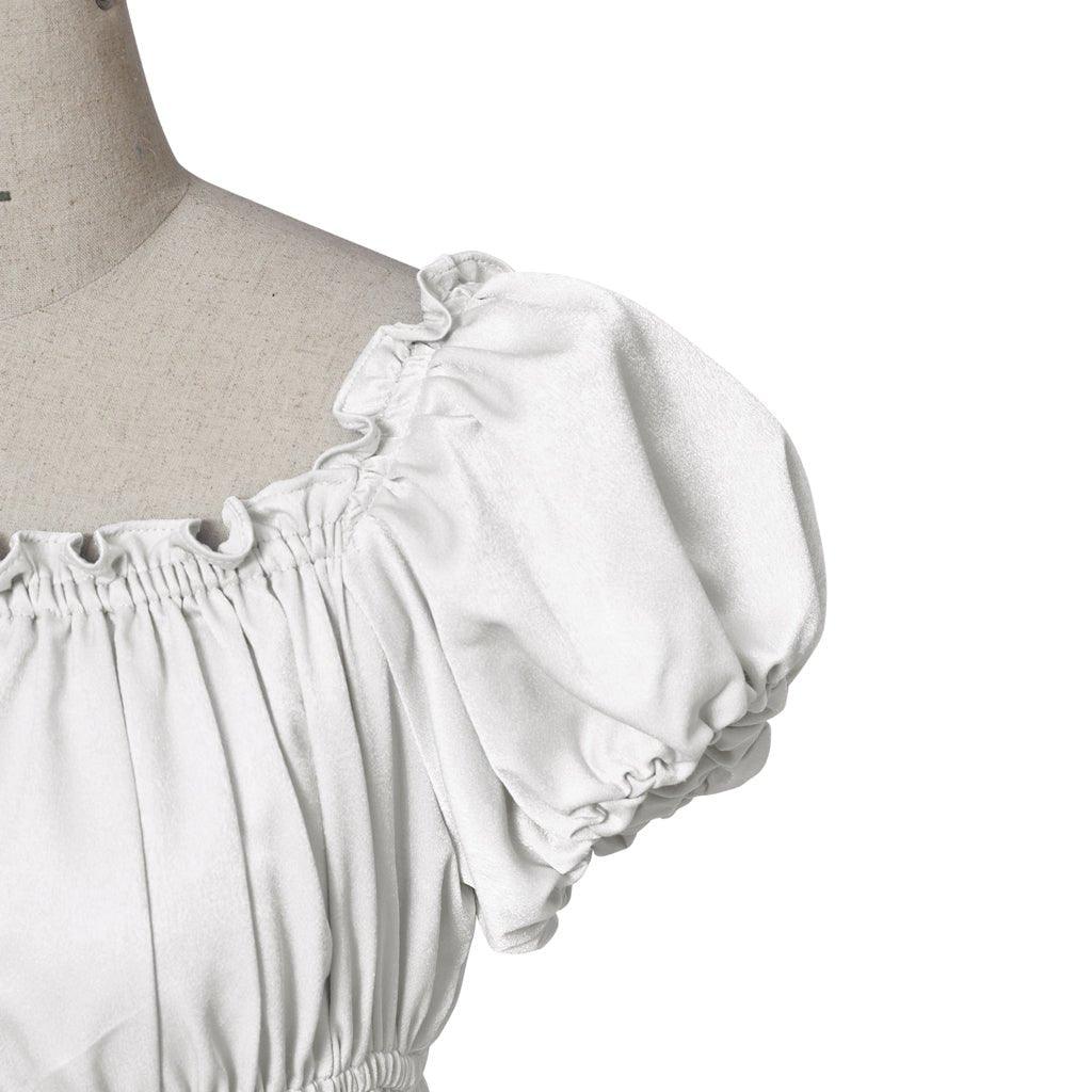 Средневековое Традиционное Платье Империи - Костюм для Косплея Bridgerton в Серебристо-Белом Шелковом Ткани