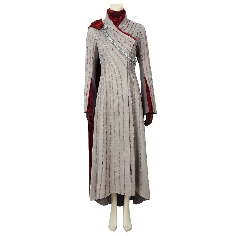 Костюм Даенерис Таргариен для косплея - Женское платье с длинными рукавами и брошью для Хэллоуина и вечеринок