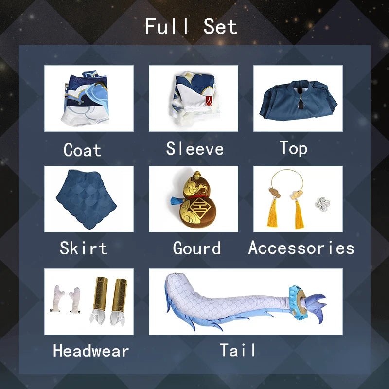 Костюм для косплея Байлу из игры Honkai Star Rail с дизайном рыбьей чешуи