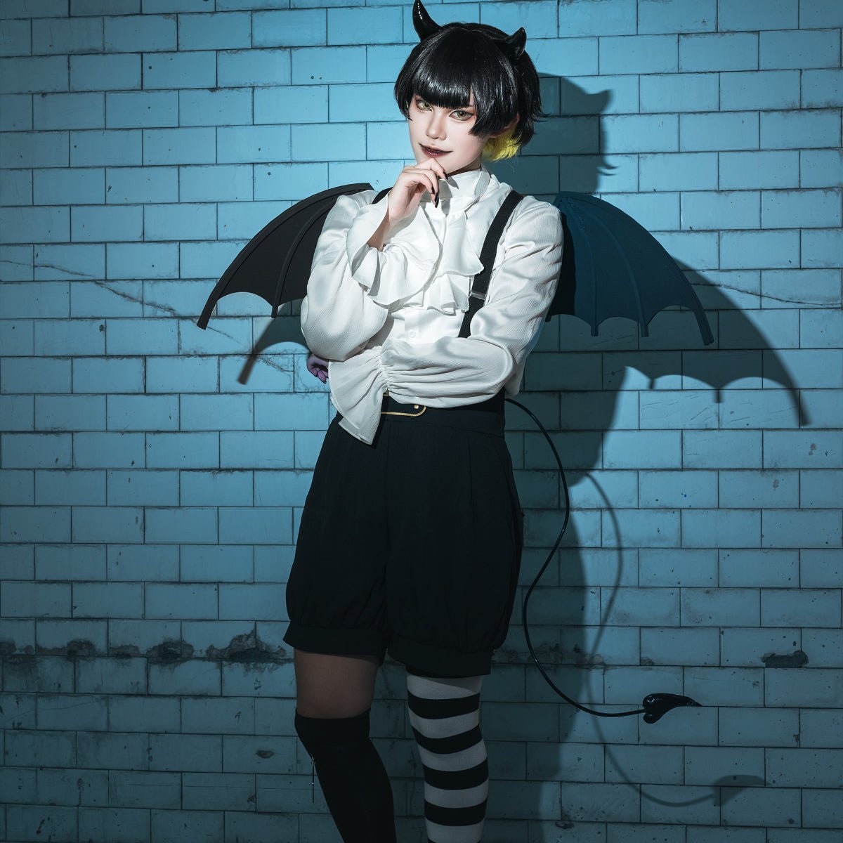 Костюм для косплея Бачиры из Blue Lock с рогами и хвостом