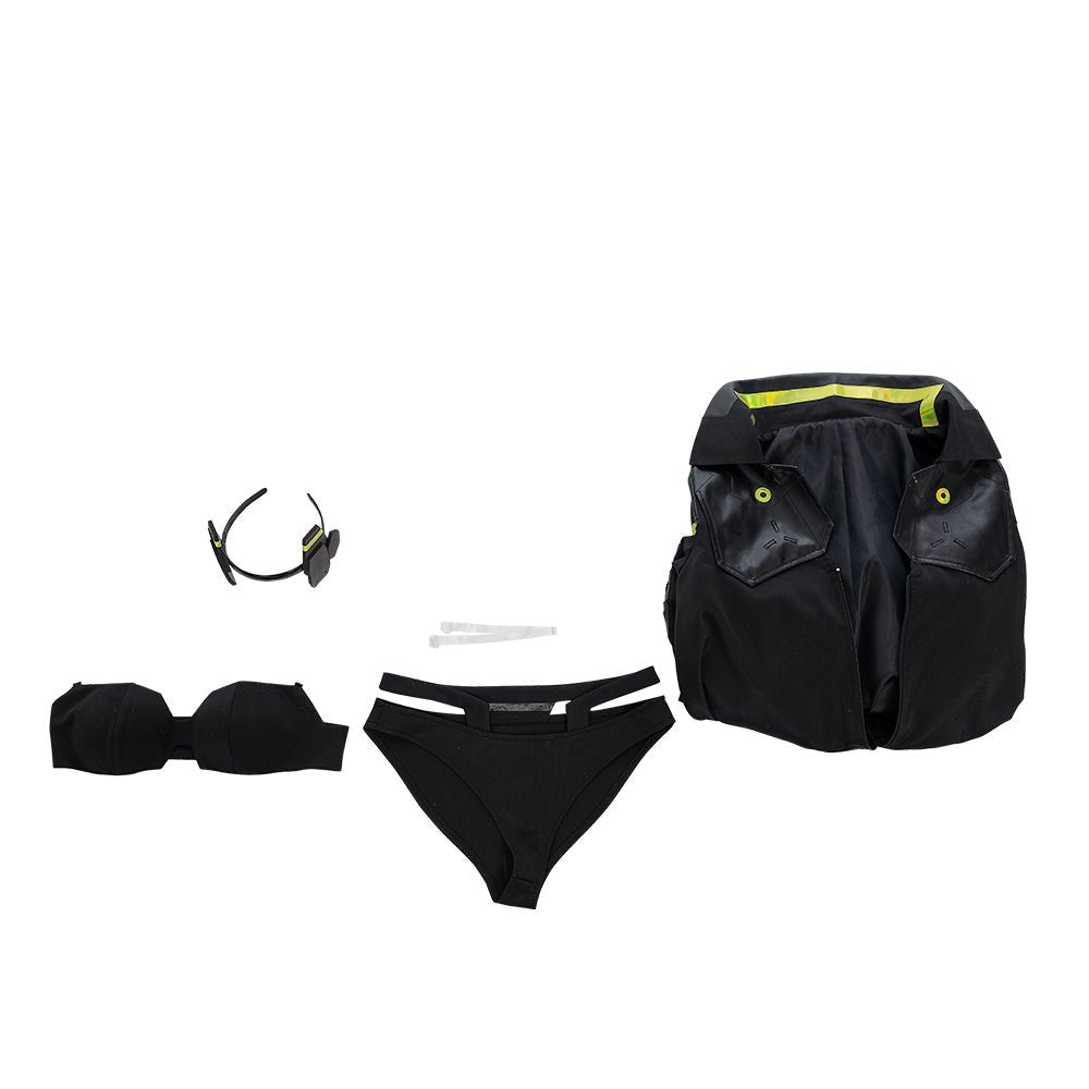 Косплей костюм Ребекки из Cyberpunk: Edgerunners - черное пальто для Хэллоуина