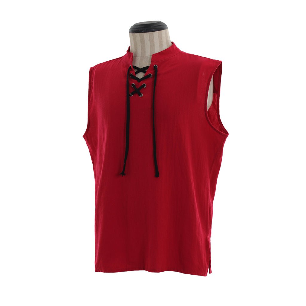 Средневековая мужская викторианская безрукавная рубашка - рубашка с воротником и ремнями для лета | Animegrad