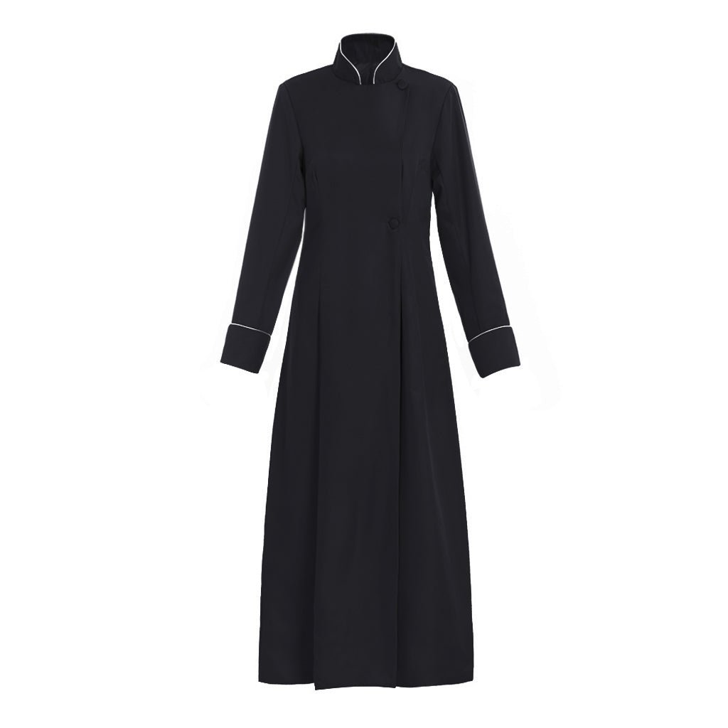 Средневековый мужской винтажный костюм христианского священника черный роб с стоячим воротником для Хэллоуина карнавальных мероприятий