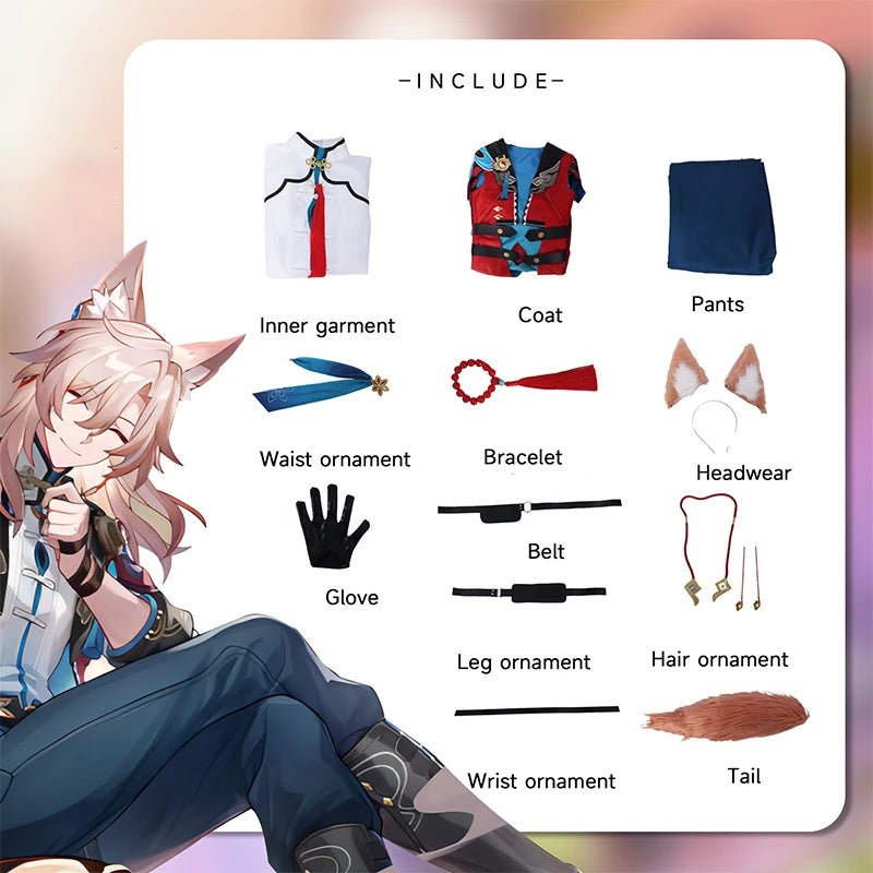 Костюм для косплея Jiaoqiu из Honkai Star Rail - Лисьий Лекарь Jiaoqiu, мужской костюм для Хэллоуина и карнавала с хвостом