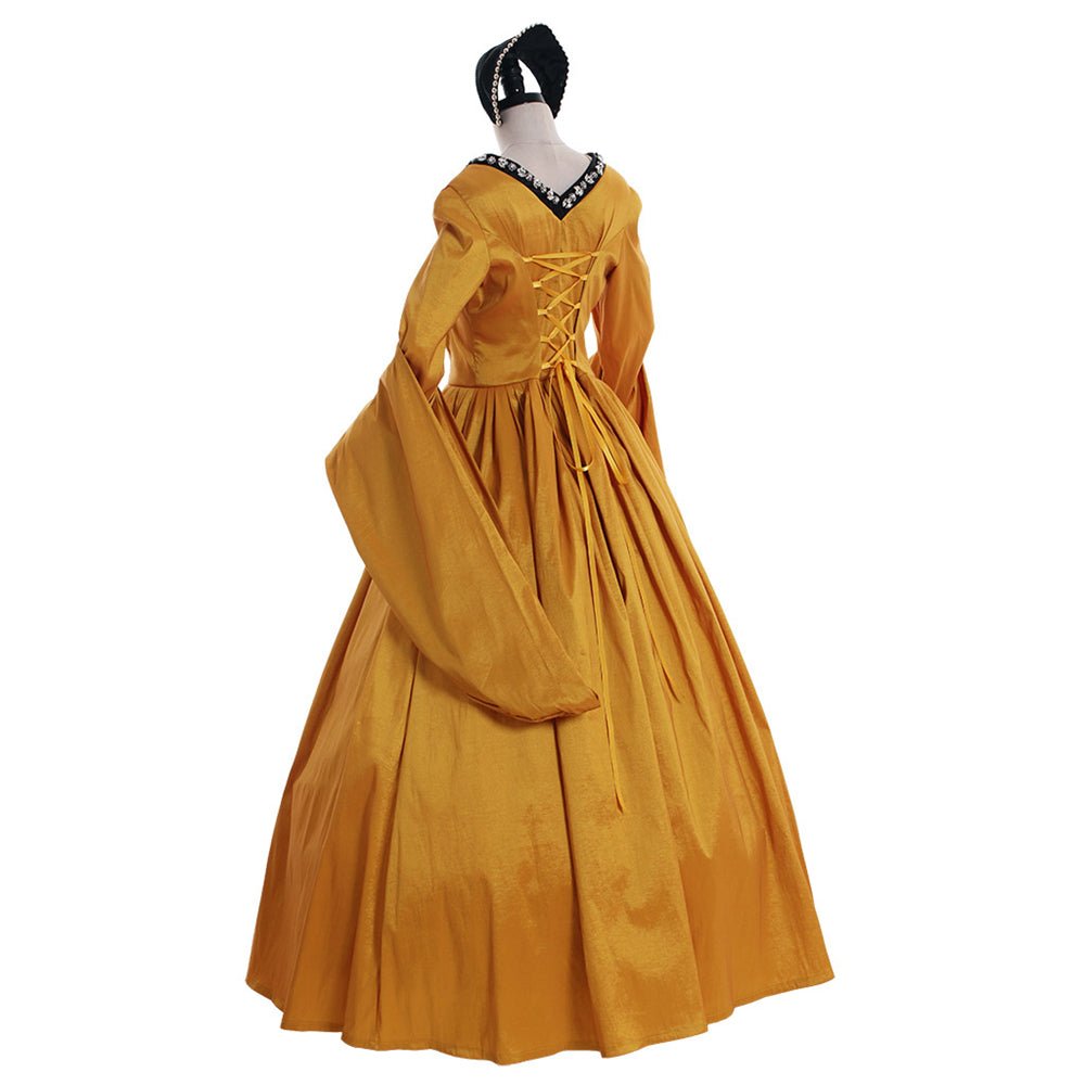 Средневековое платье для косплея Королева Анна Болейн Коричневое платье эпохи Возрождения Тюдоровский двор