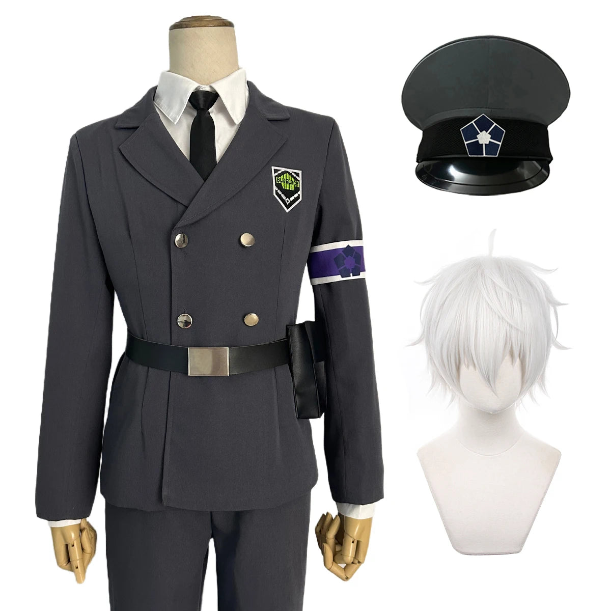 Косплей костюм Blue Lock: Выставочные охранники (Рин Итоши, Исаги, Бачира, Наги и др.) с париком и розовой сеткой