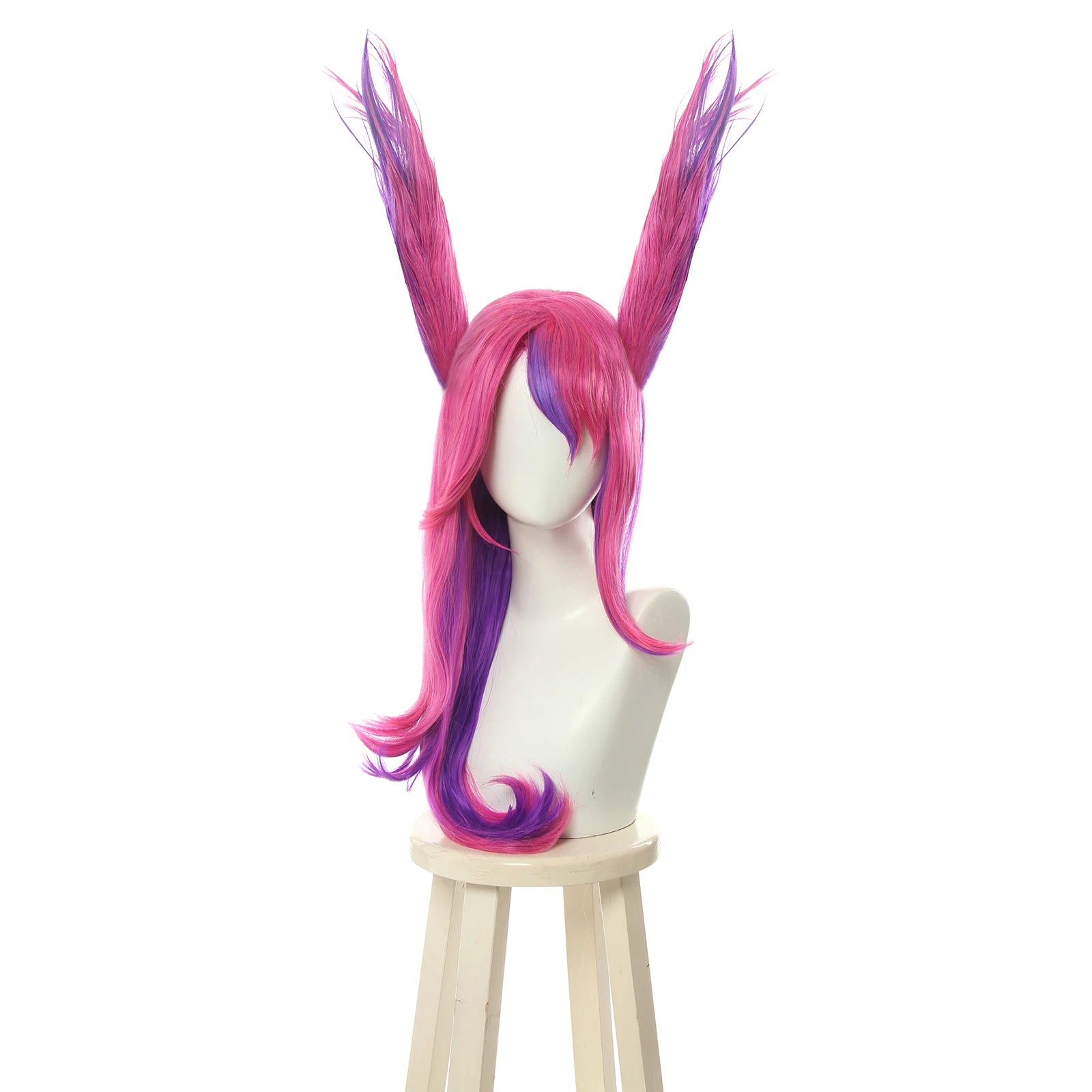 LOL Звёздный Страж Ксайя Костюмный Парик Бунтарский Парик 65см Длины Розово-Фиолетовый Парик с Ушами Термостойкий Синтетический Волос