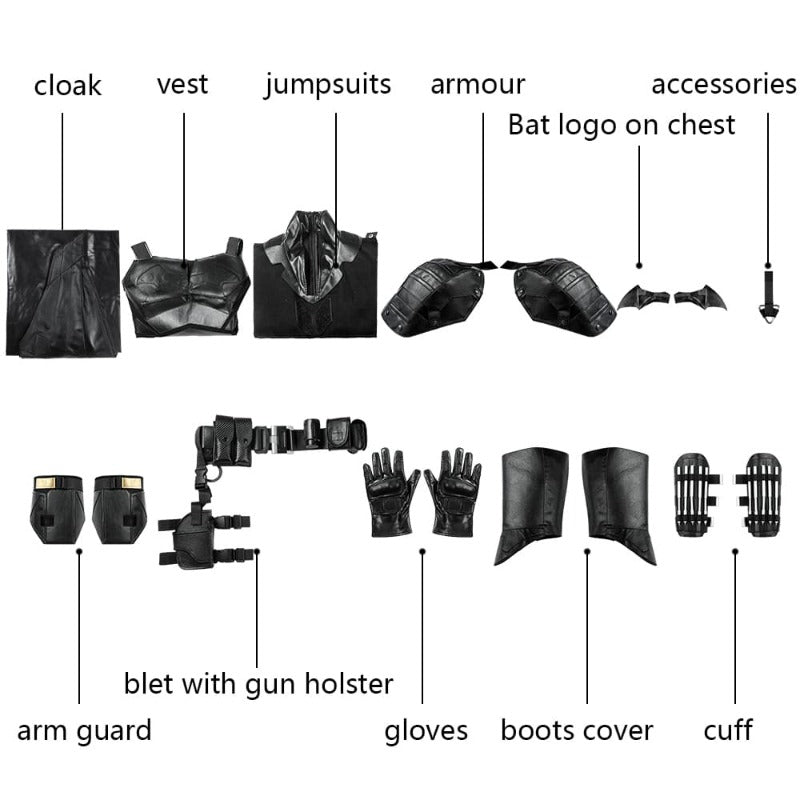 Костюм Бэтмена из фильма из искусственной кожи для косплея, Хэллоуина и вечеринок