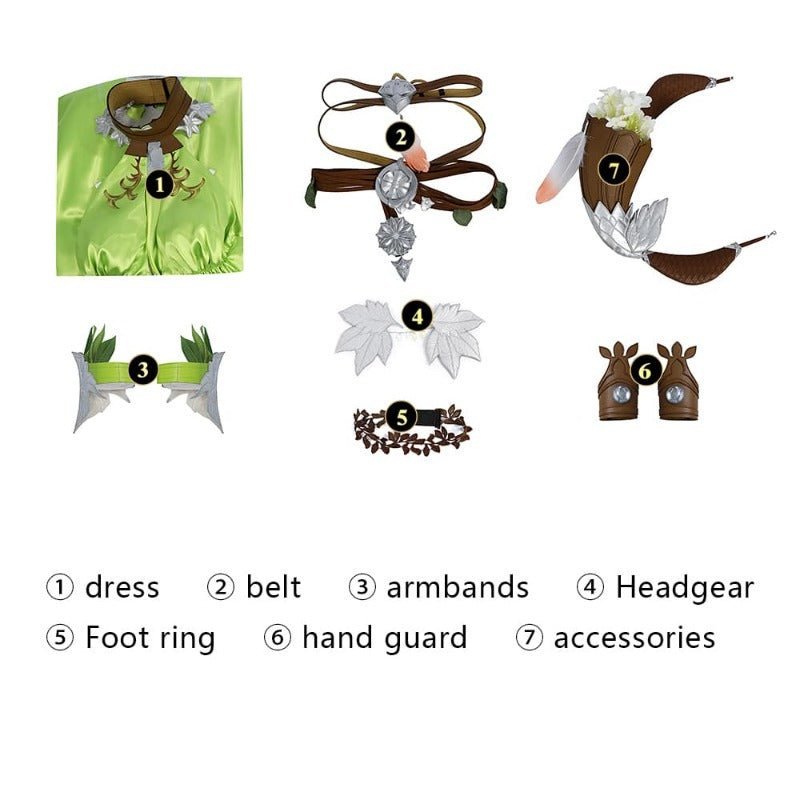 Костюм для косплея FF14 Nophica - Зеленое длинное платье для Хэллоуина и вечеринок