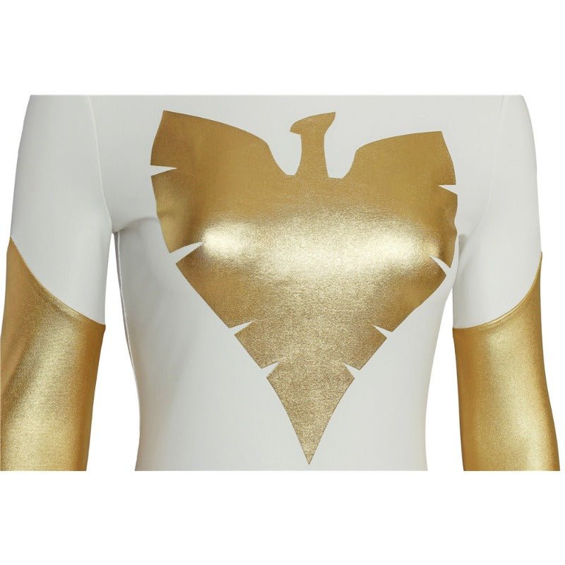 Костюм Феникса из Людей Икс в жемчужно-белом спандексе для фанатов кино