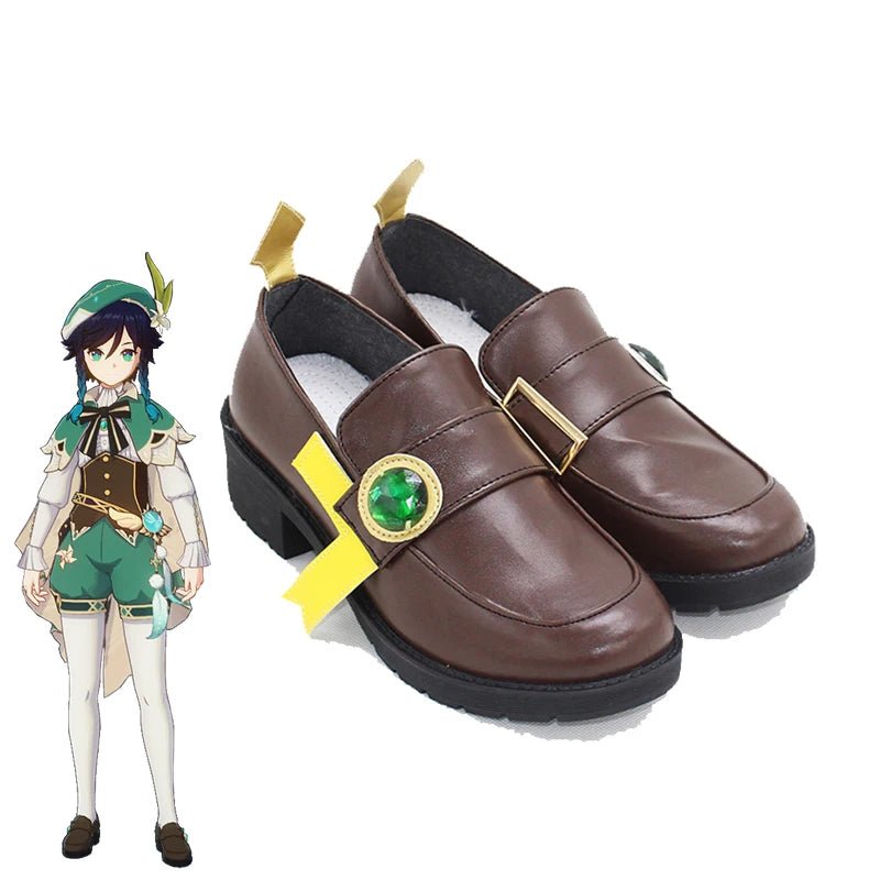 Игра Genshin Impact Венти Косплей Обувь Барбатос Кожаные Высокие Каблуки