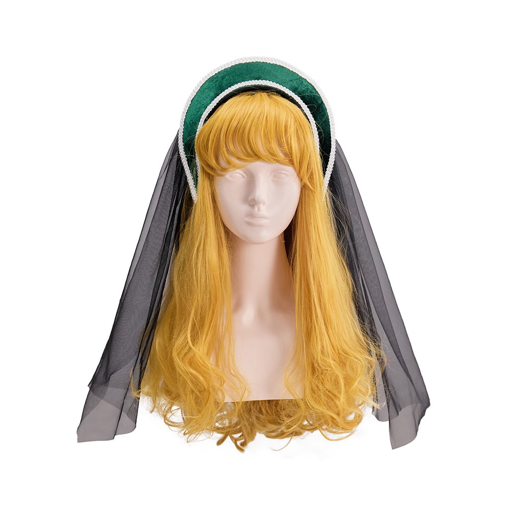 Синяя Тюдоровская шляпа с черной вуалью – Элегантный исторический головной убор для реконструкций и тематических мероприятий