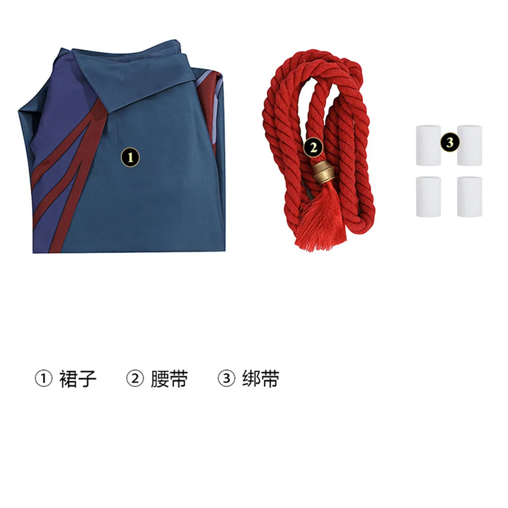 Костюм Йоне из League of Legends для косплея: брюки с принтом, синяя юбка, карнавальный наряд