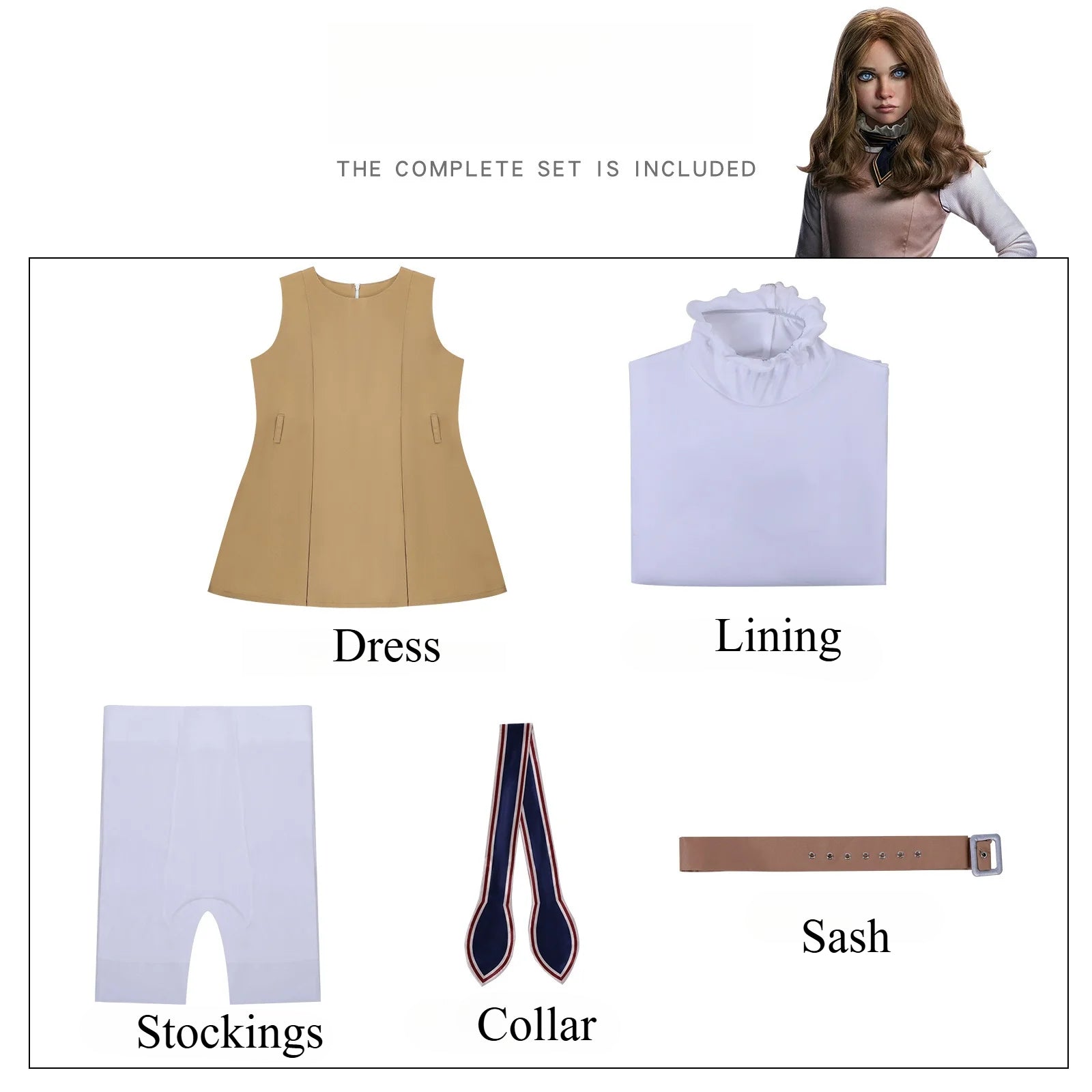 Костюм M3GAN 2.0 для косплея – Хэллоуин и сценические выступления для взрослых и детей