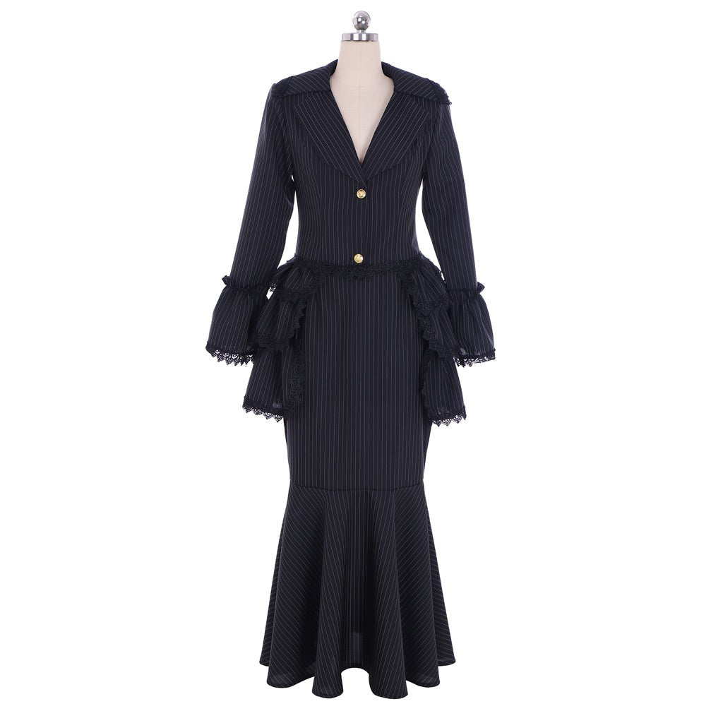 Викторианское готическое черное платье с корсетом и юбкой бюстье | Стимпанк костюм южной красавицы гражданской войны