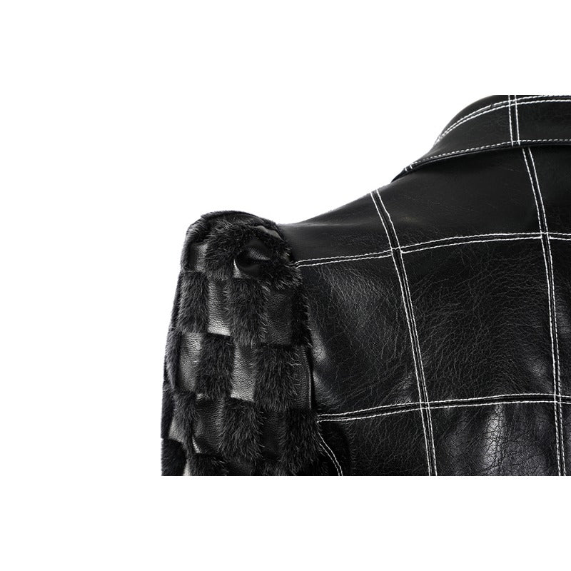 Костюм Круэллы Де Виль для женщин с черной кожаной курткой и париком на Хэллоуин